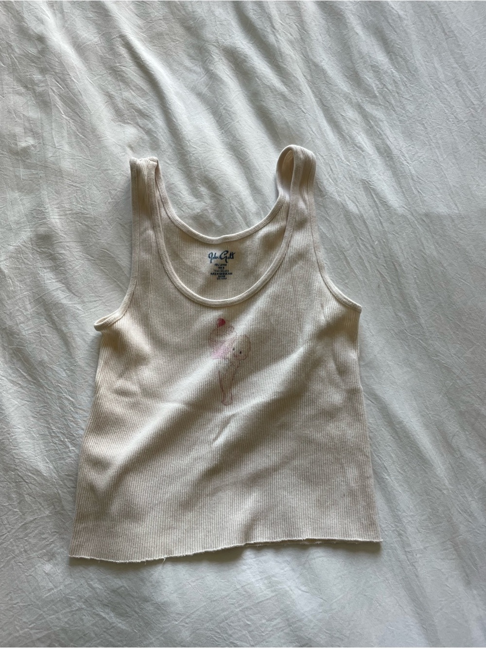 Brandy Melville Cream Ribbed Tank Top